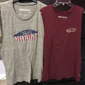 2 Vans sleeveless shirts ~ Gray & Maroon
